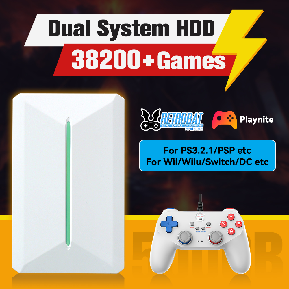 Retro Gaming Theme - Retrobat&Playnite System HDD Retro-Spielekonsole für PS3/PS2/WIIU/WII/Switch/MAME